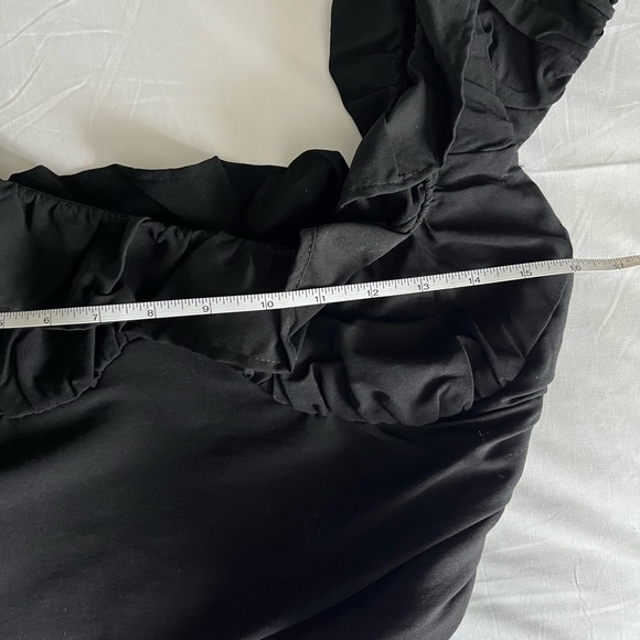 Zara Black Ruffle Sleeve Ruched Crop Top Off Shoulder Sweetheart Neck M 0061 - Picture 5 of 7